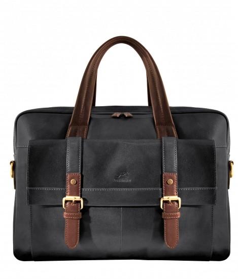 Mancini Leather Calabria Dual Compartment Briefcase Black