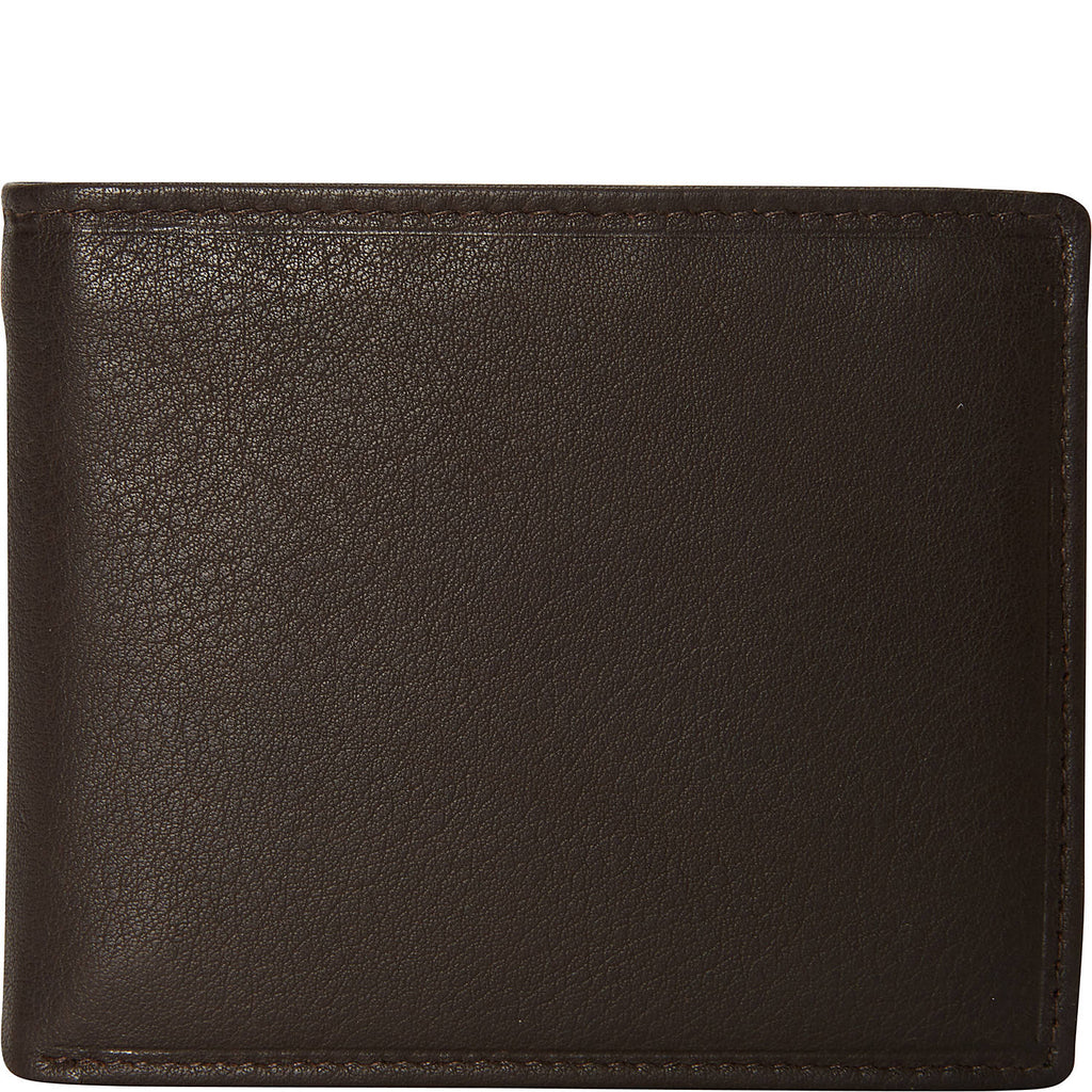 Mancini Bifold Center Flip 13 Pocket Wallet Dark Brown