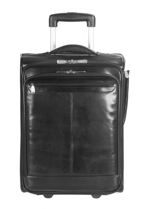 Mancini Leather 20" Wheeled Laptop Luggage Black