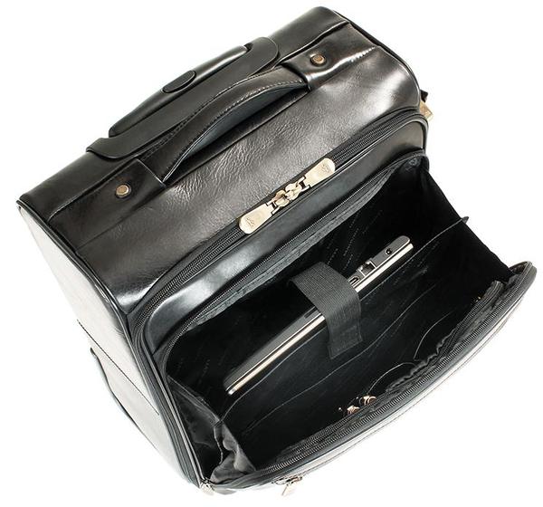 Mancini Leather 20" Wheeled Laptop Luggage Black