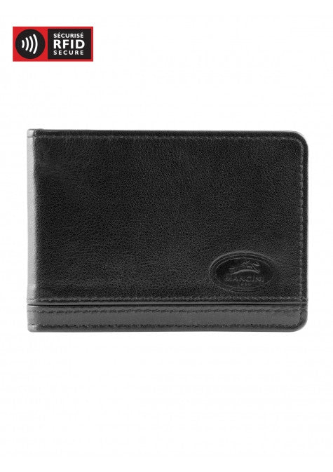 Mancini Leather Men's RFID Protected Bifold Front Pocket Money Clip Wallet Black