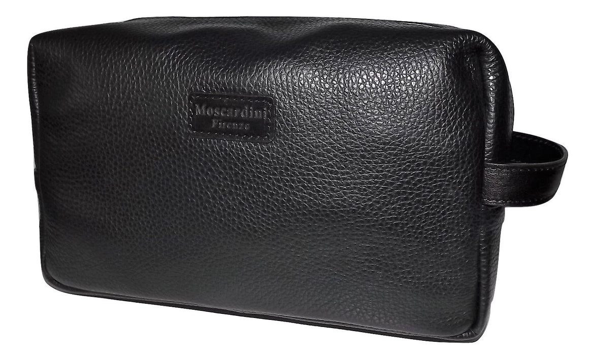 Moscardini Italian Pebbled Leather Shave Kit Black