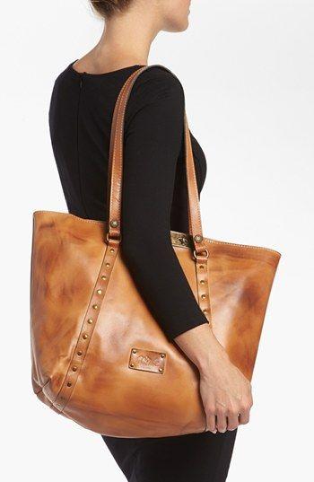 Patricia Nash Brown Patchwork Leather Whip Stitch Tote Shoulder Bag