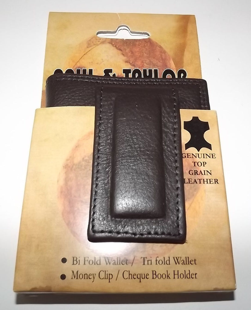 Paul Taylor Leather Front Pocket Money Clip ID Wallet Brown