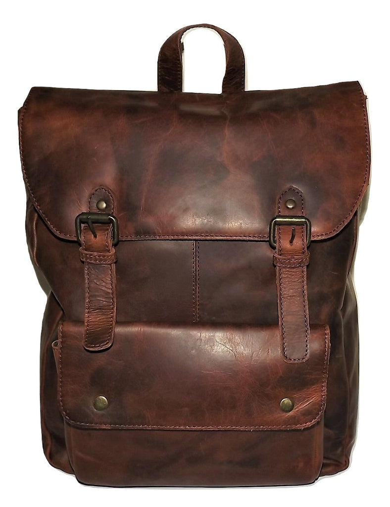 Gaucho Rugged Vintage Leather Front Flap Laptop Backpack