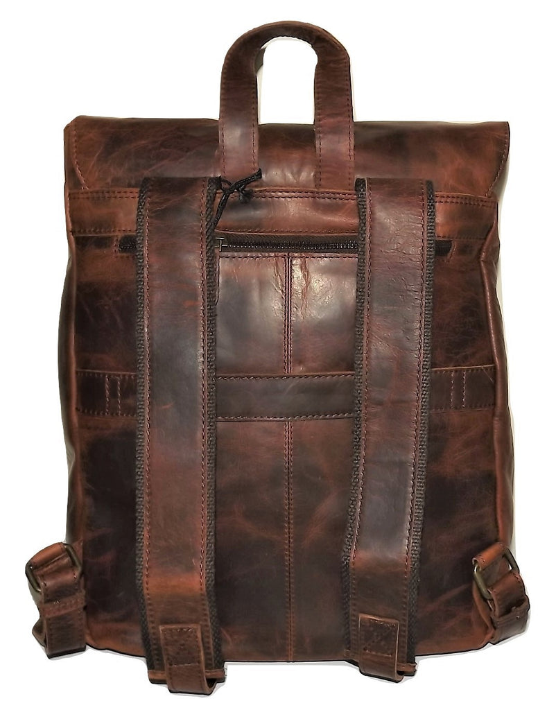 Gaucho Rugged Vintage Leather Front Flap Laptop Backpack