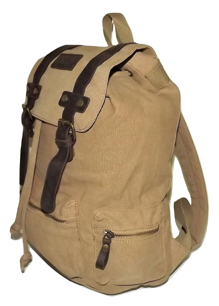 Portland Baggage Excursion Canvas & Leather Backpack Khaki