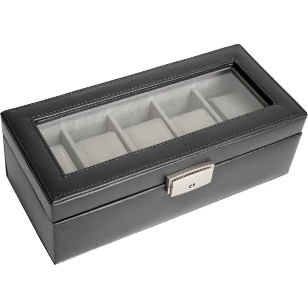 Royce Leather 5 Slot Display Watch Case British Tan