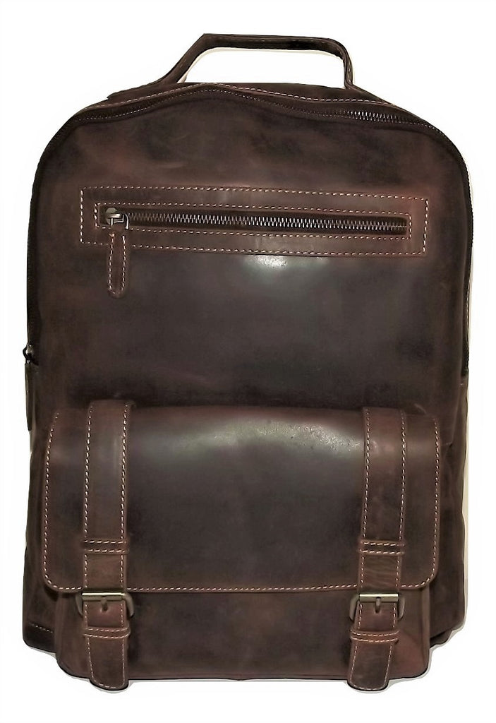 Rugged Gaucho Leather Dual Compartment Laptop Backpack