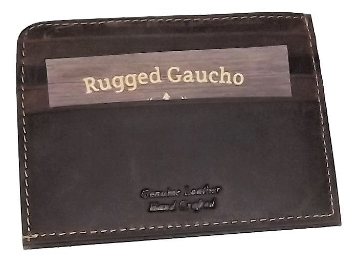Rugged Gaucho Front Pocket Magnetic Card Case Wallet Walnut