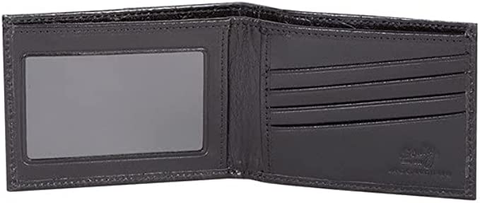 Scully Leather Croc Embossed Slim Bifold Wallet Black
