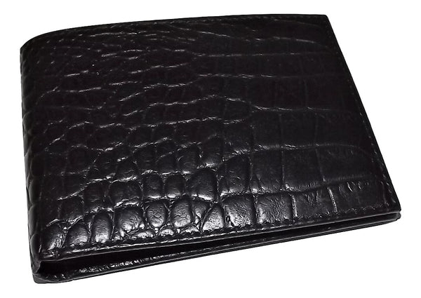 Scully Men's Croc Embossed Leather Bifold 4 Pocket ID Wallet - Travel ...