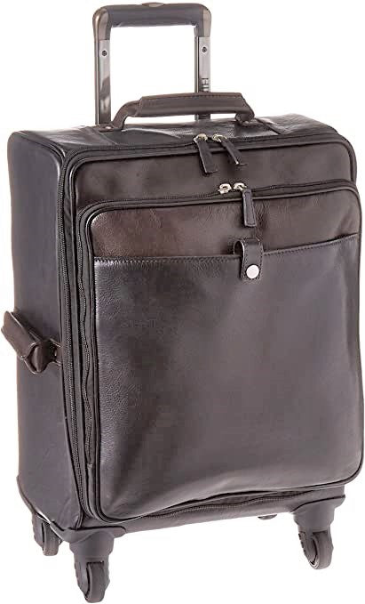 Scully Leather Two-Tone 18" International Carry-on Wheeled Luggage Black/Brown