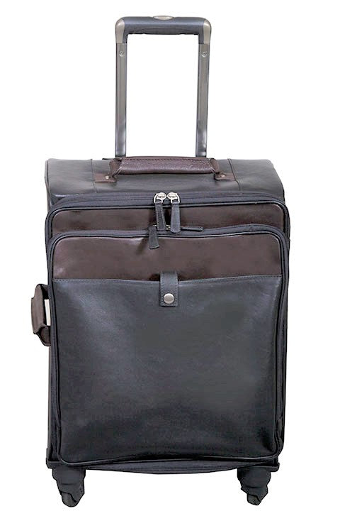 Scully Leather Two-Tone 18" International Carry-on Wheeled Luggage Black/Brown