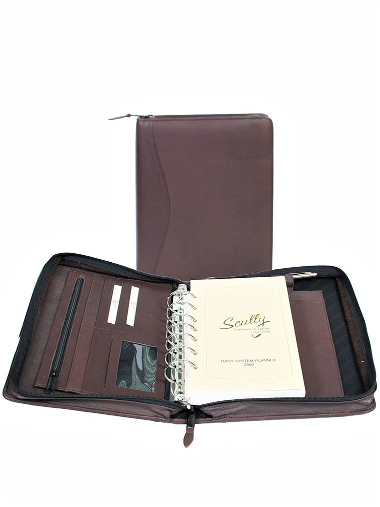 Scully Leather 7 Ring Agenda Planner Chocolate