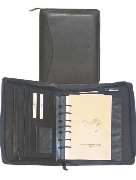 Scully Leather 7 Ring Agenda Planner Black