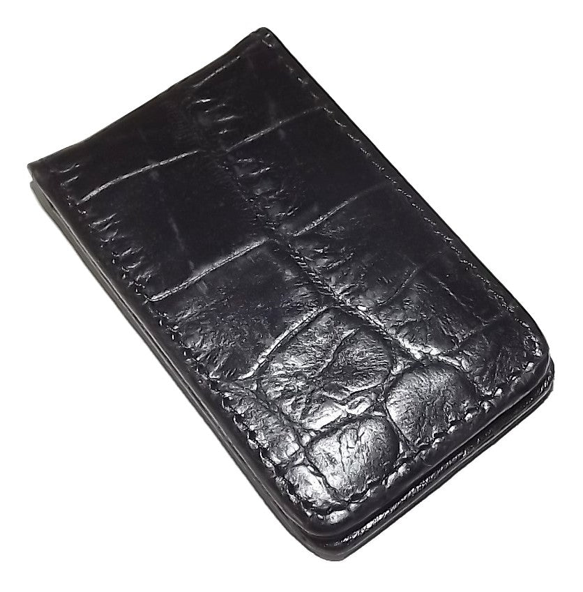 Scully Croc Embossed Leather Magnetic Money Clip Cognac