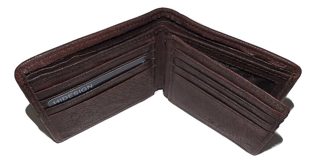 Scully Washed Leather Bifold Center-Flip Wallet Dark Brown