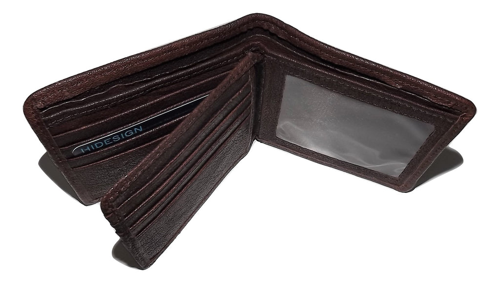 Scully Washed Leather Bifold Center-Flip Wallet Dark Brown