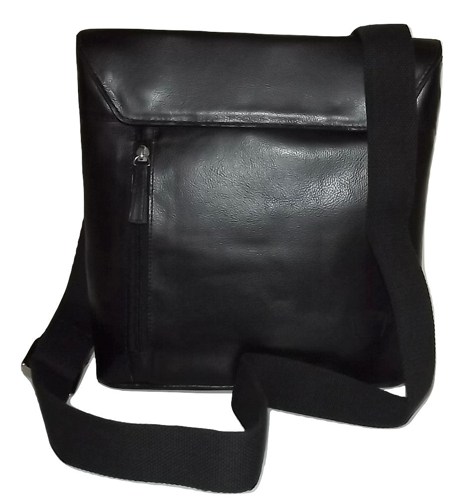 Scully Hidesign Leather Front Flap Tablet Crossbody Bag Black