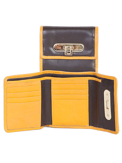 Scully Hidesign Women's Trifold Wallet Yellow/Chocolate