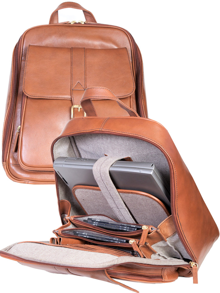 Scully Leather Laptop Business Backpack Cognac