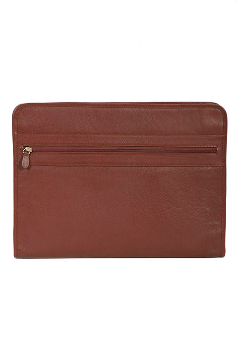 Scully Leather Zippered Business Portfolio with Tablet Pocket Brown
