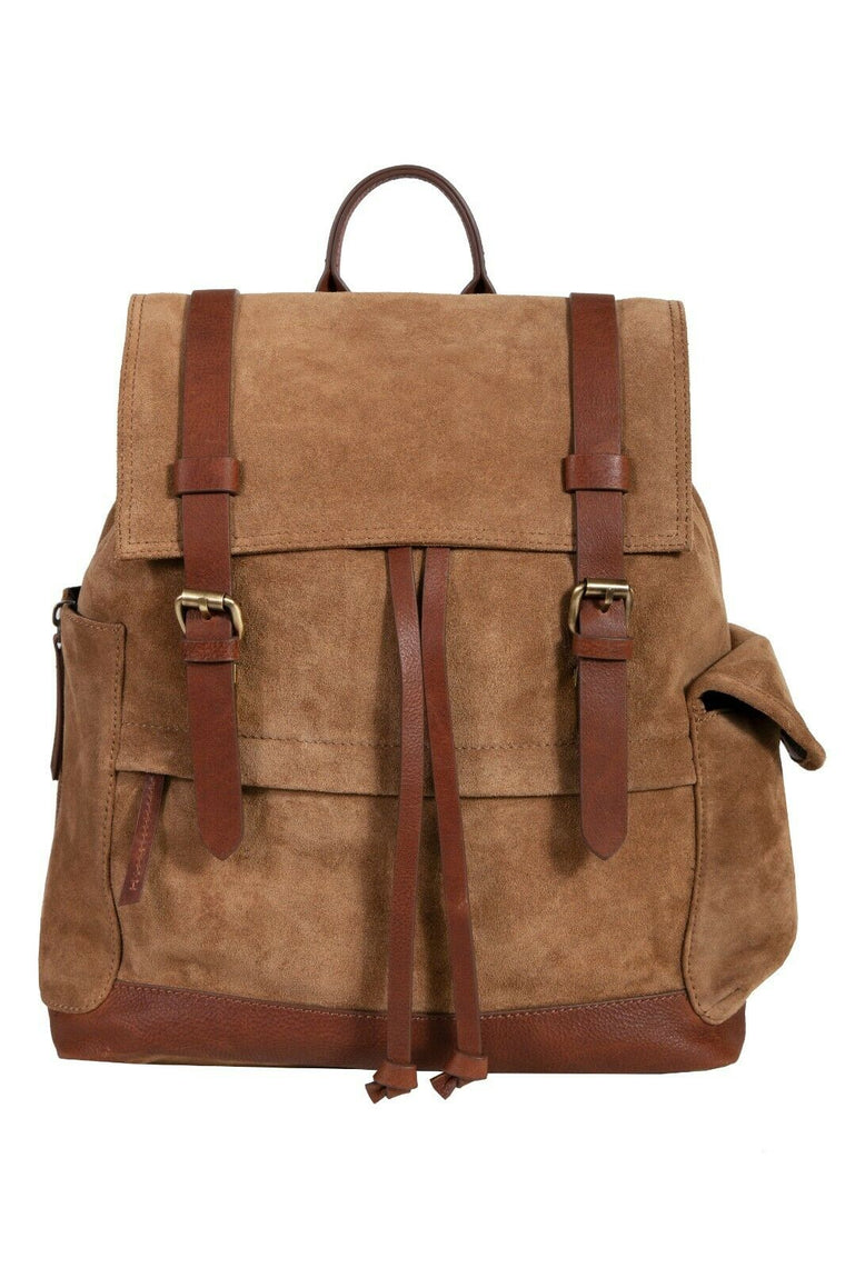 Scully Retro Nubuck Leather Cargo Drawstring Backpack