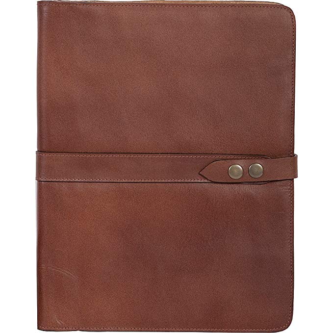 Scully Italian Leather Snap Closure Letterpad with Pen Brown