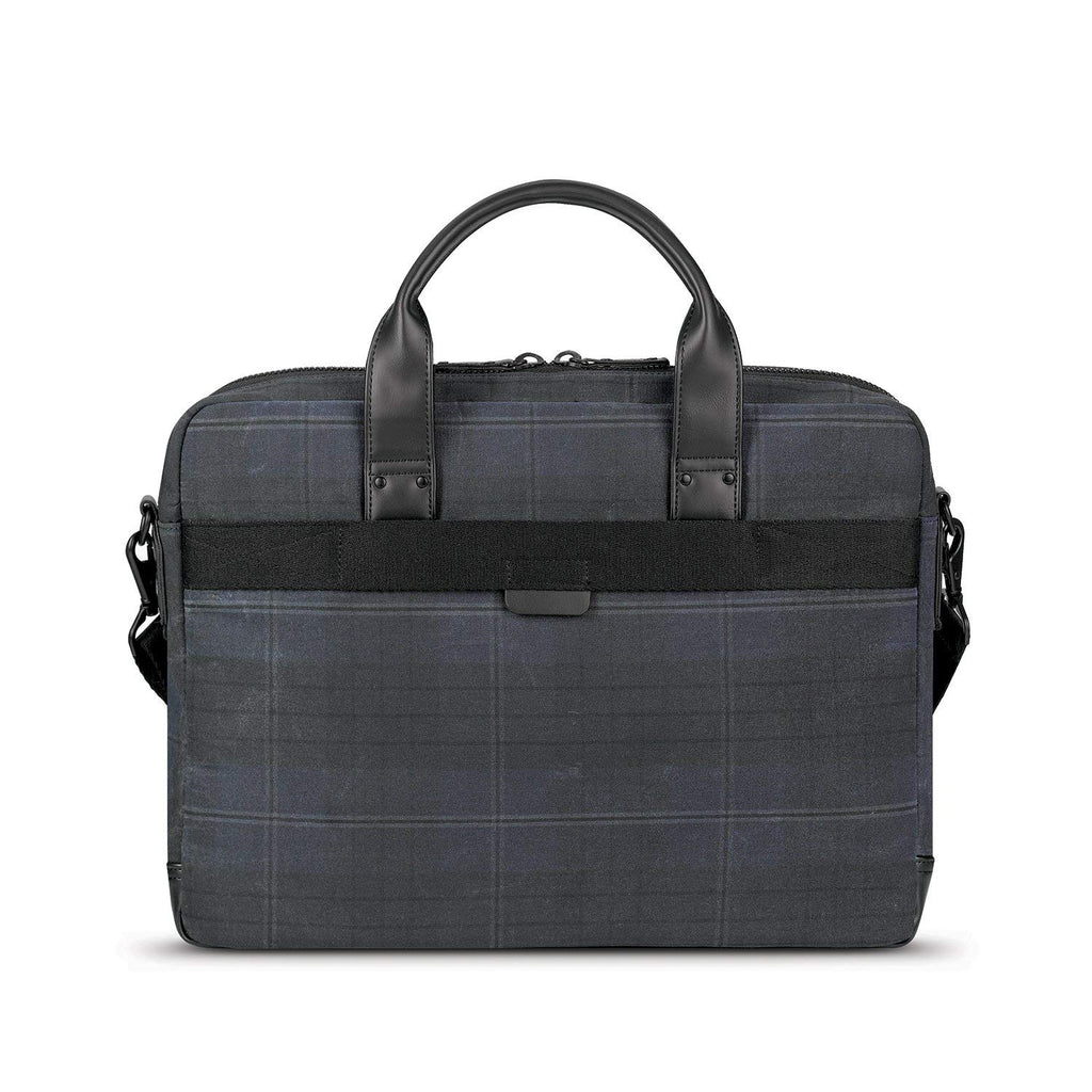 Solo Highland Collection Bryce Slim Briefcase Navy Plaid