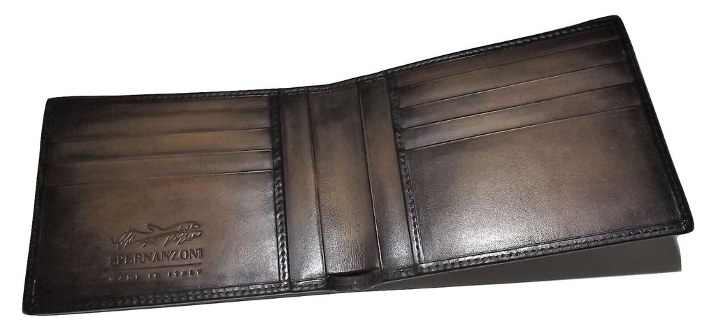 Spernanzoni Luxe Italian Leather Bifold 8 Pocket Wallet Mocha